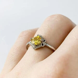 Canary Yellow Halo Ring Size 7.75​